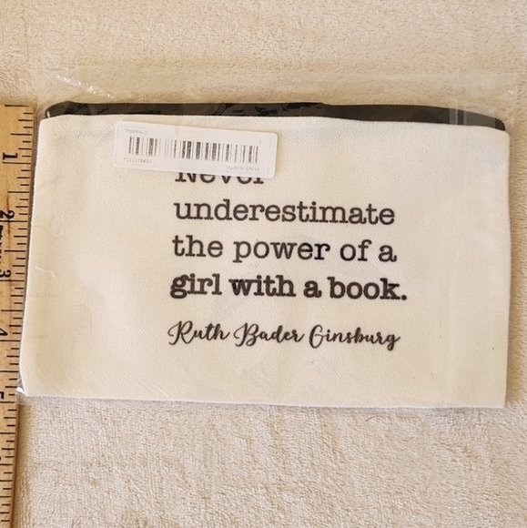 "Never Underestimate the Power of a Girl With a Book," Cosmetic Bag Zippet Pouch - Picture 3 of 5